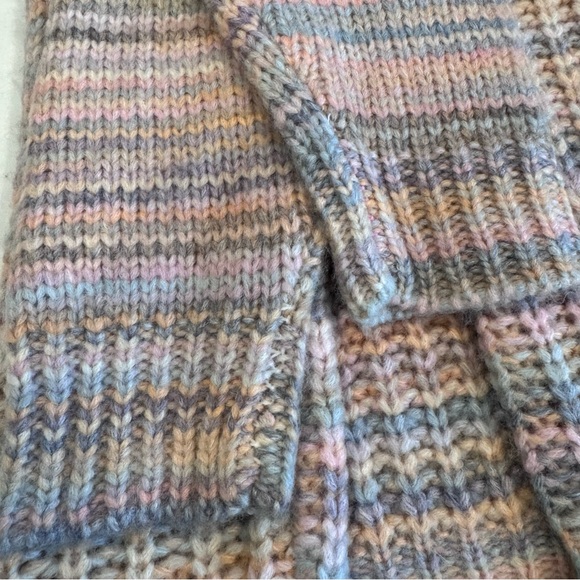 Aerie Oversized Striped Knit Kangaroo Pocket Hooded Sweater - Pink/Gray, Size XS - Picture 8 of 14